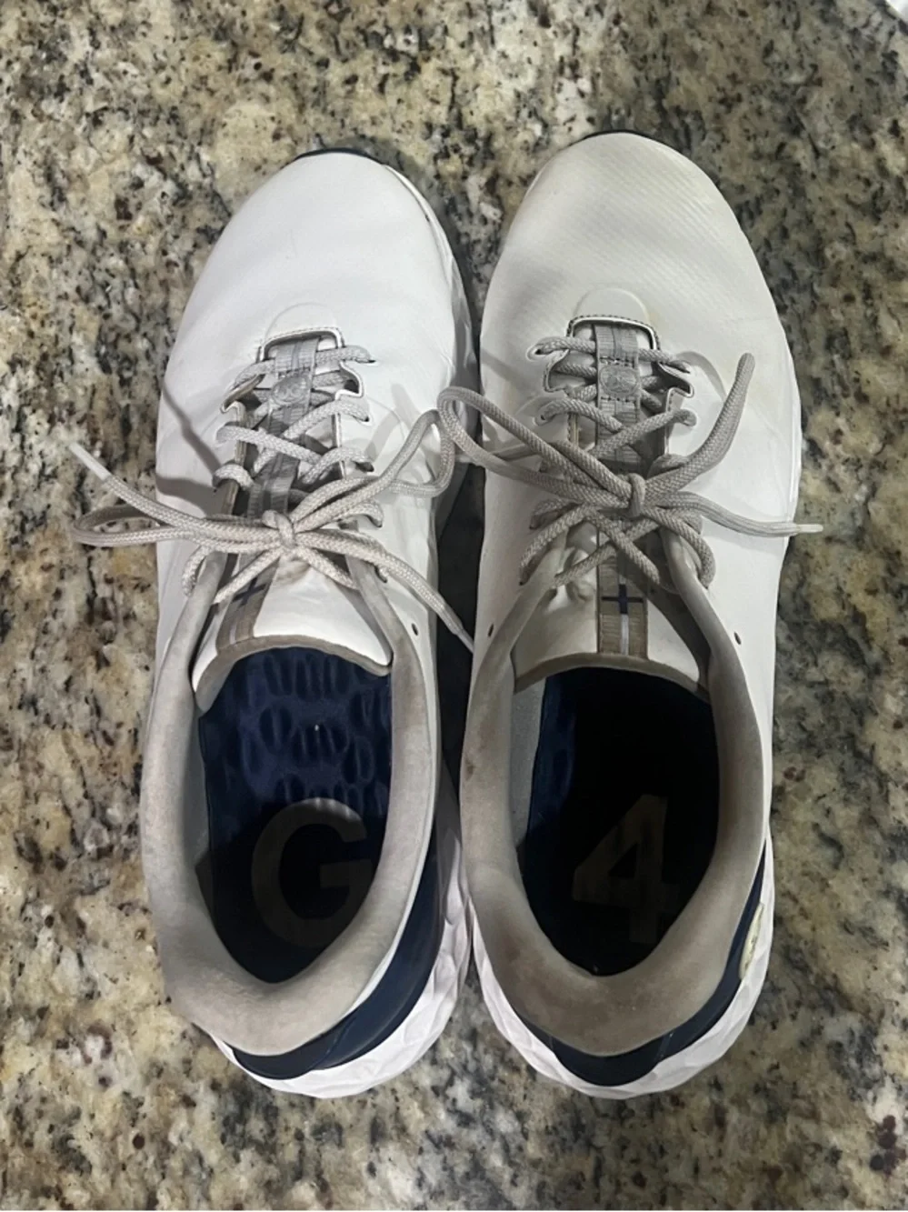G/FORE White Sneakers with Navy Heel Badge